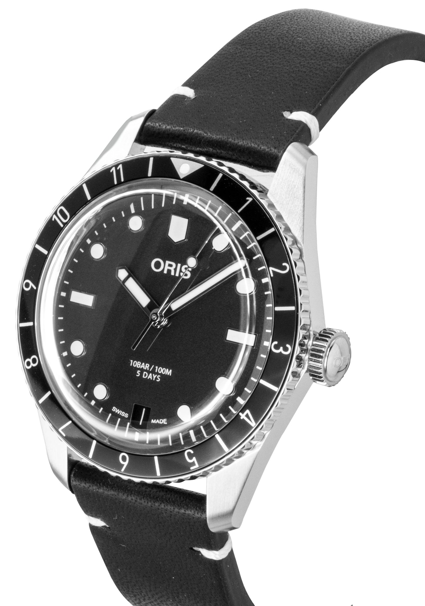 Oris Divers Sixty Five 12H Lederarmband Schwarzes Zifferblatt Automatik 01 400 7772 4054-07 5 20 82 100M Herrenuhr