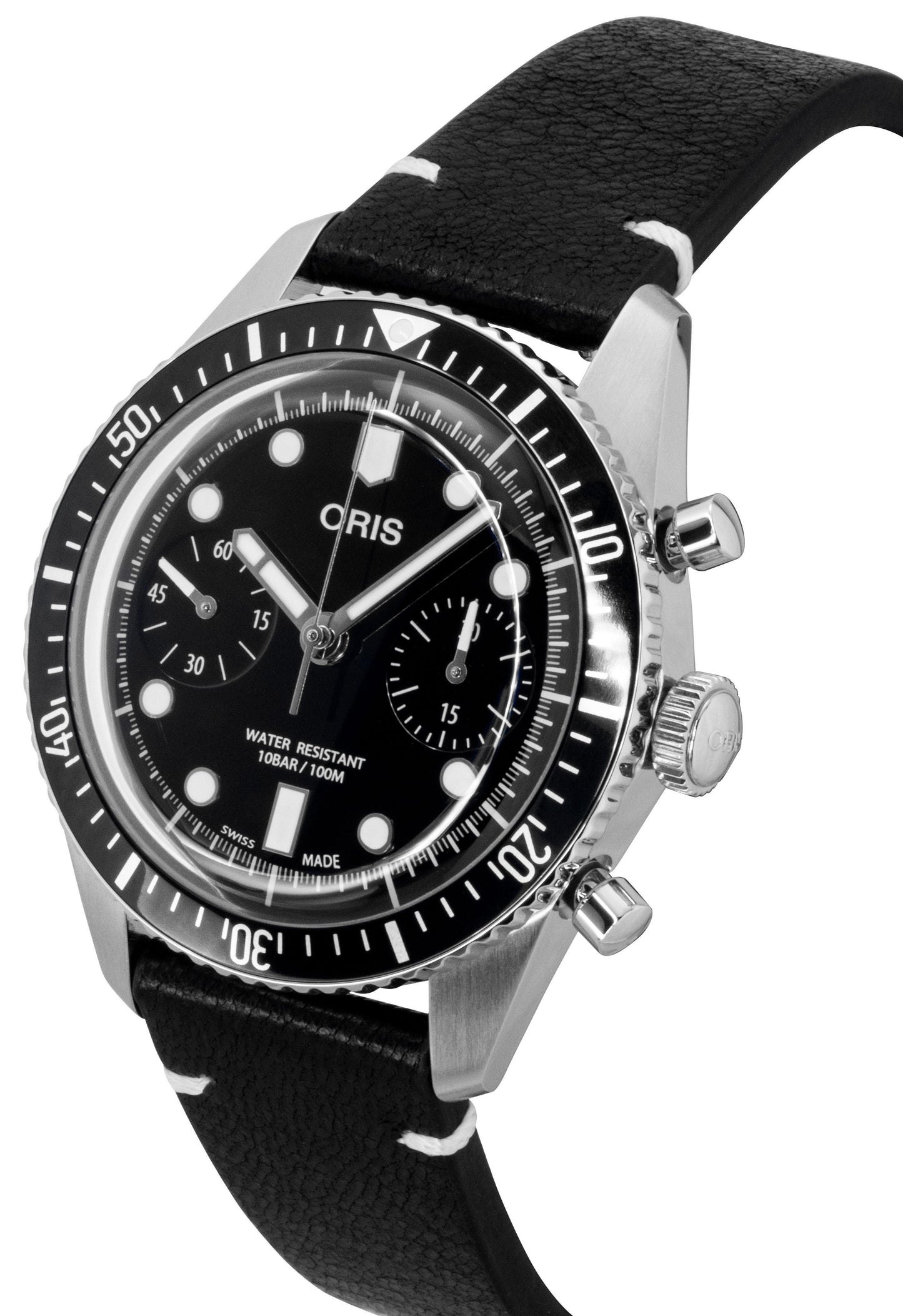 Oris Divers Sixty-Five Chronograph Lederarmband Schwarzes Zifferblatt Automatik 01-771-7791-4054-07-6-20-01 100M Herrenuhr