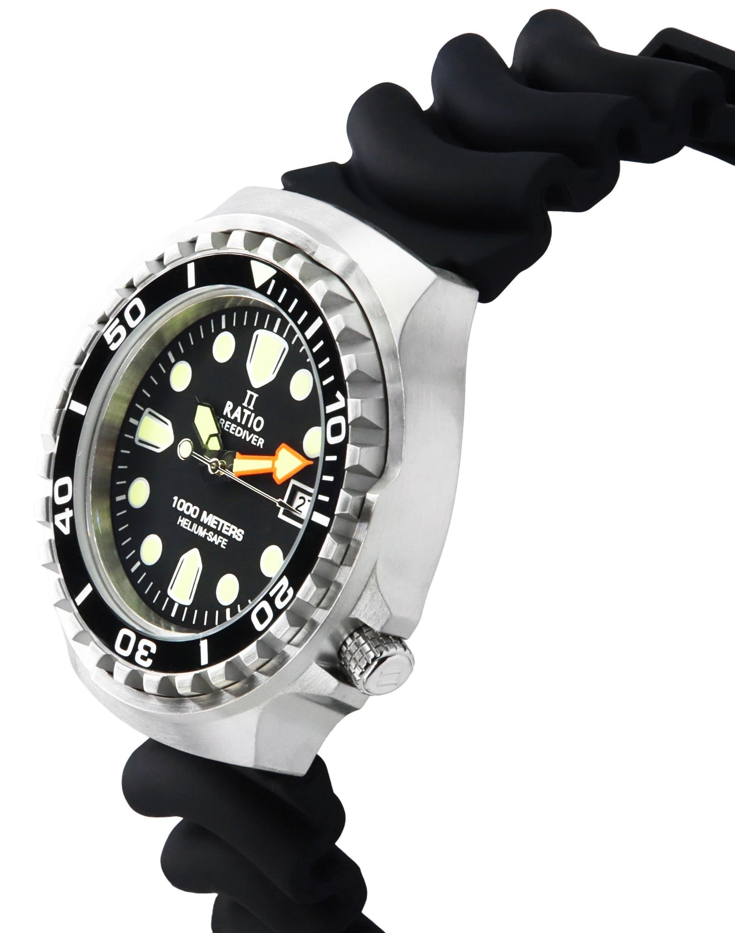 Ratio FreeDiver Version 02 Helium Safe 1000M Sapphire Quarz Schwarzes Zifferblatt 1038EF102V-BLK-V02 Herrenuhr