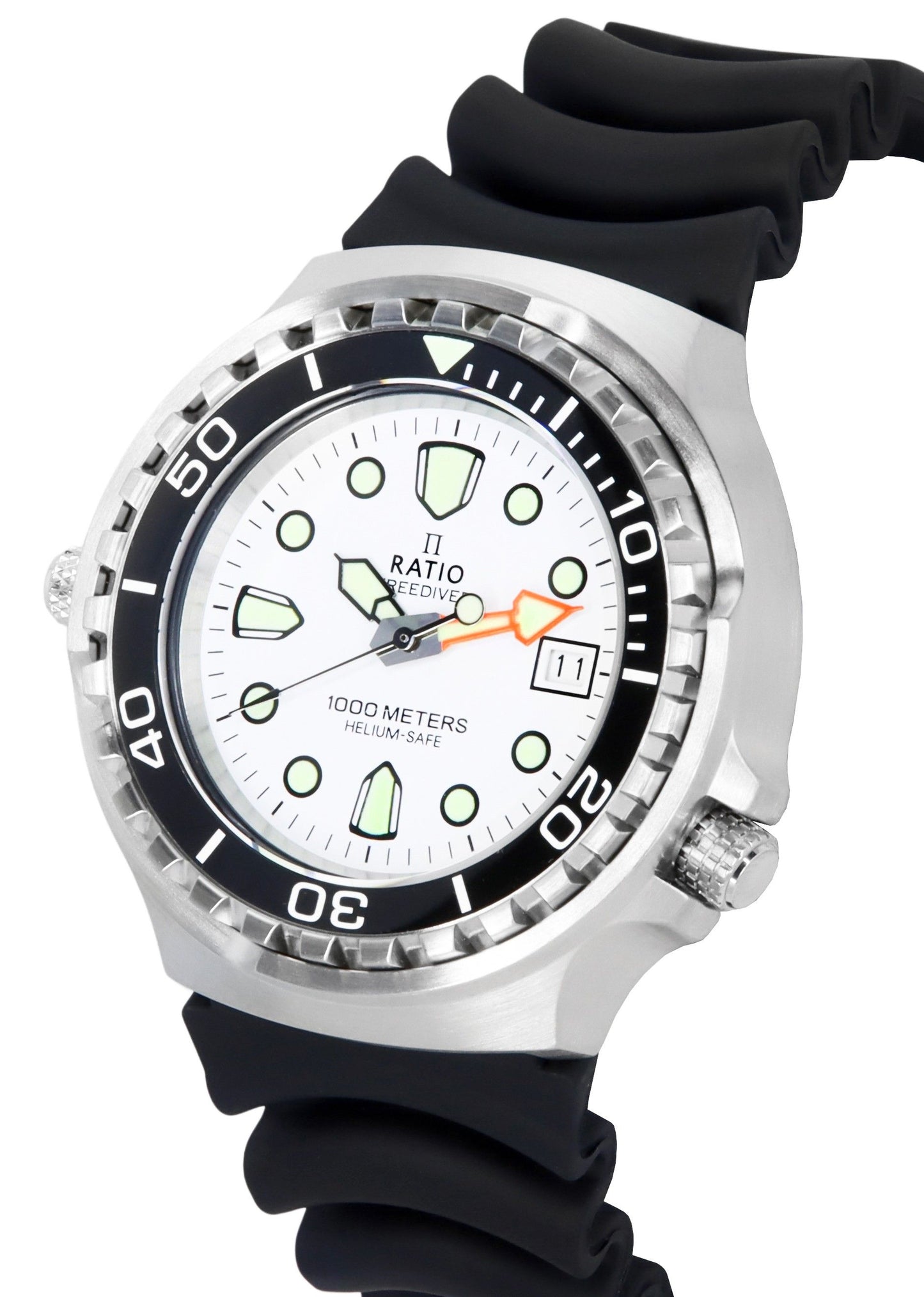 Ratio FreeDiver Helium Safe Sapphire Quarz White Dial 1038EF102V-WHT 1000M Herrenuhr