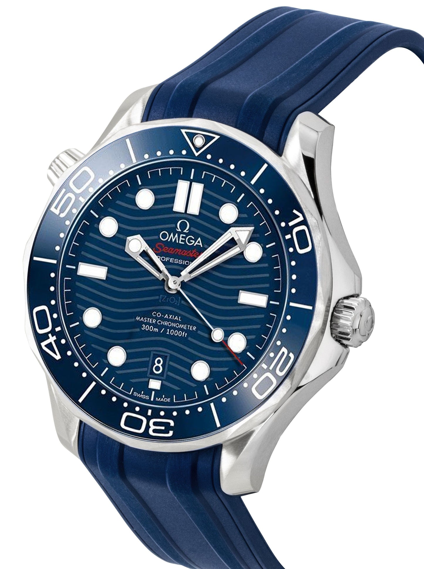 Omega Seamaster Rubber Strap Blaues Zifferblatt Automatik Taucher 210.32.42.20.03.001 300M Herrenuhr