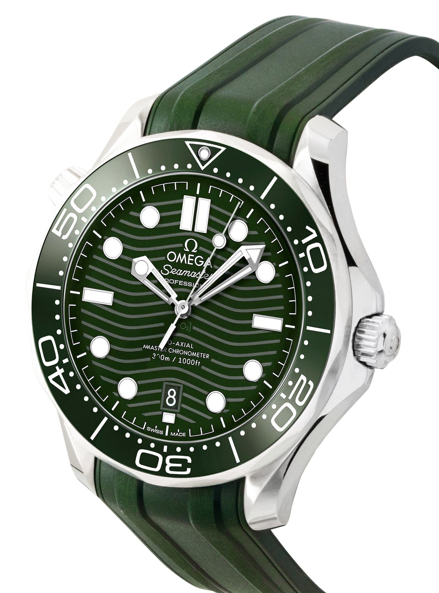 Omega Seamaster Rubber Strap Gr?nes Zifferblatt Automatik Taucher 210.32.42.20.10.001 300M Herrenuhr