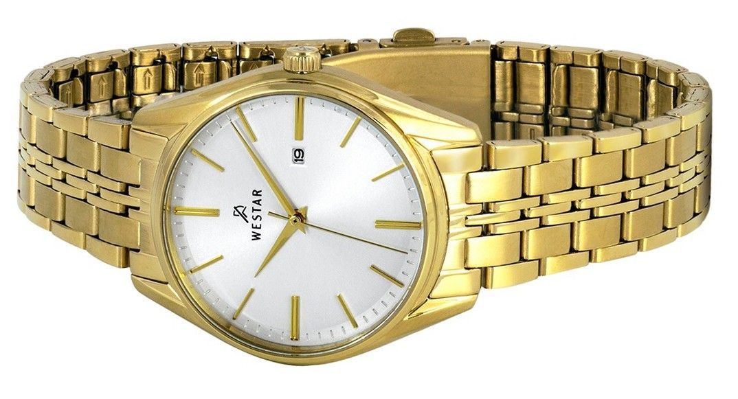 Westar Profile Goldfarben Edelstahl White Dial Quarz 40210GPN107 Damenuhr