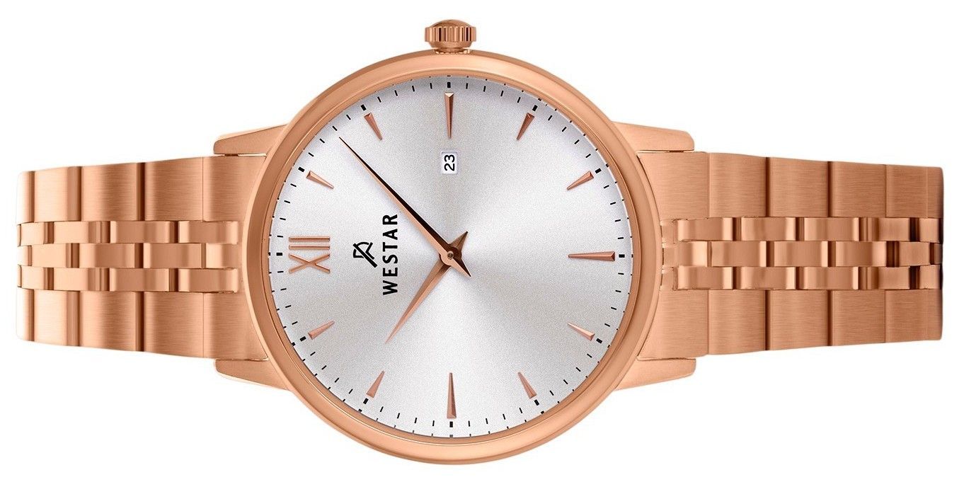 Westar Profile Rose Goldfarben Edelstahl Silberfarbenes Zifferblatt Quarz 40215PPN607 Damenuhr
