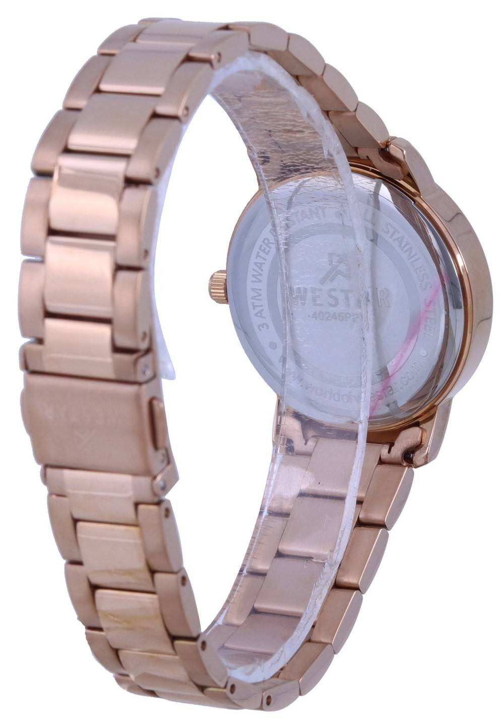Westar Schwarzes Zifferblatt Rose Goldfarben Edelstahl Quarz 40245 PPN 603 Damenuhr