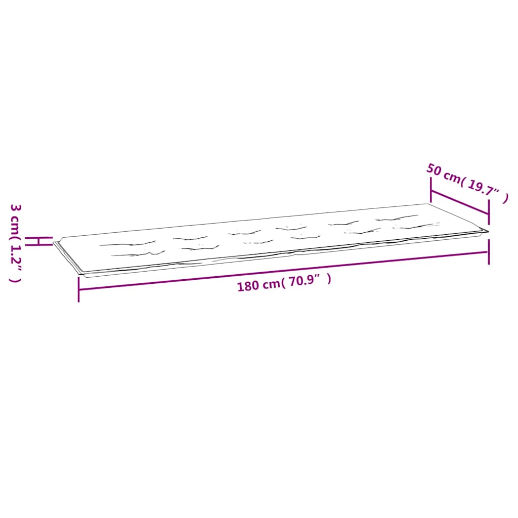 Coussin de banc de jardin rouge 180x50x3 cm tissu Oxford