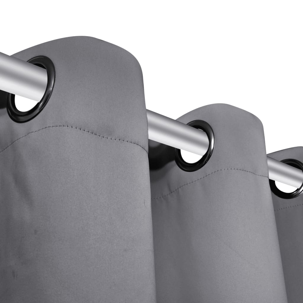 Blackout Curtains 2 pcs. with Metal Eyelets 135 x 175 cm Grey