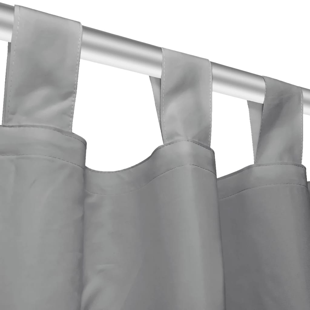 Rideaux micro-satin 2 pcs. à passants 140x225 cm Gris