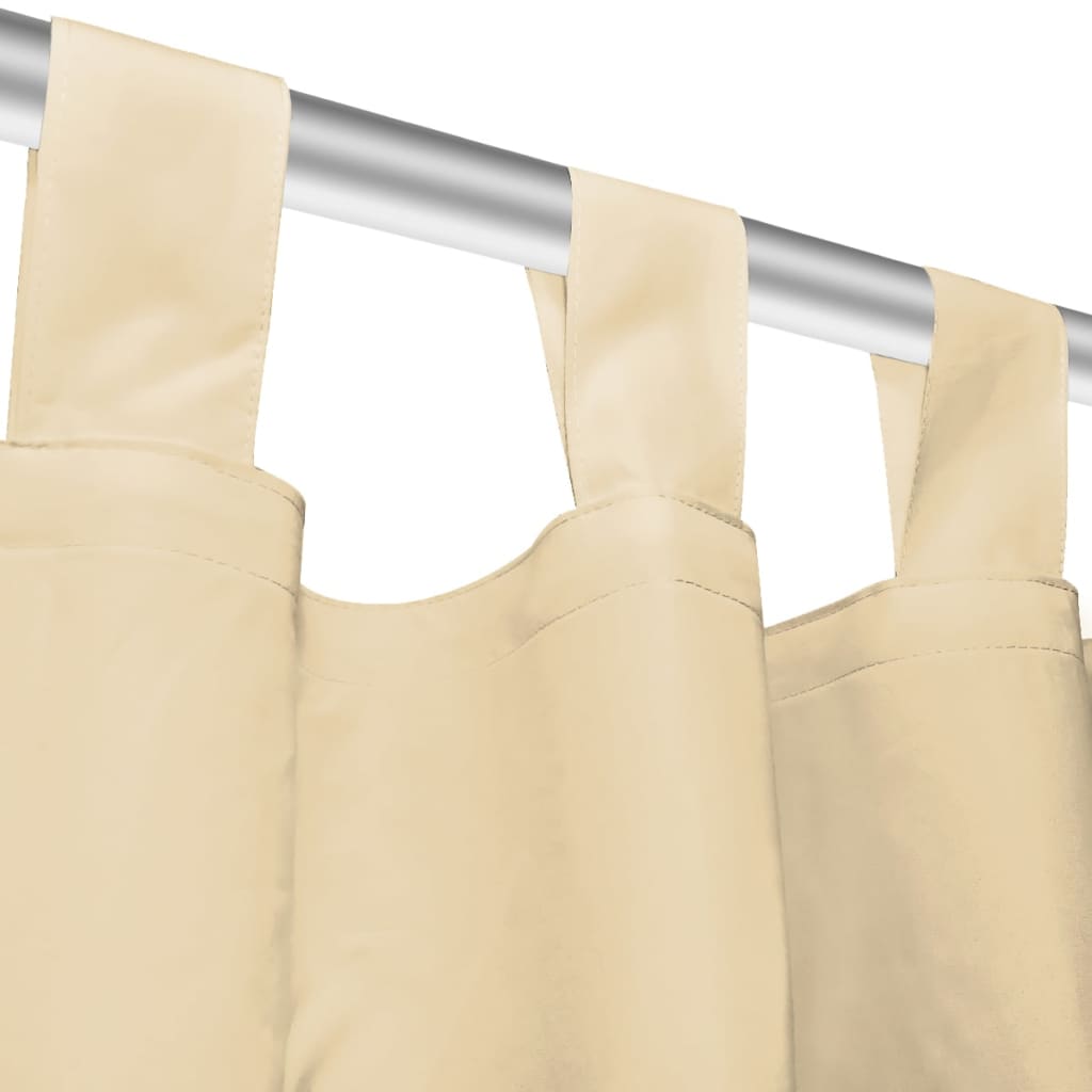 Rideaux en microsatin 2 pièces à passants 140x225 cm Beige