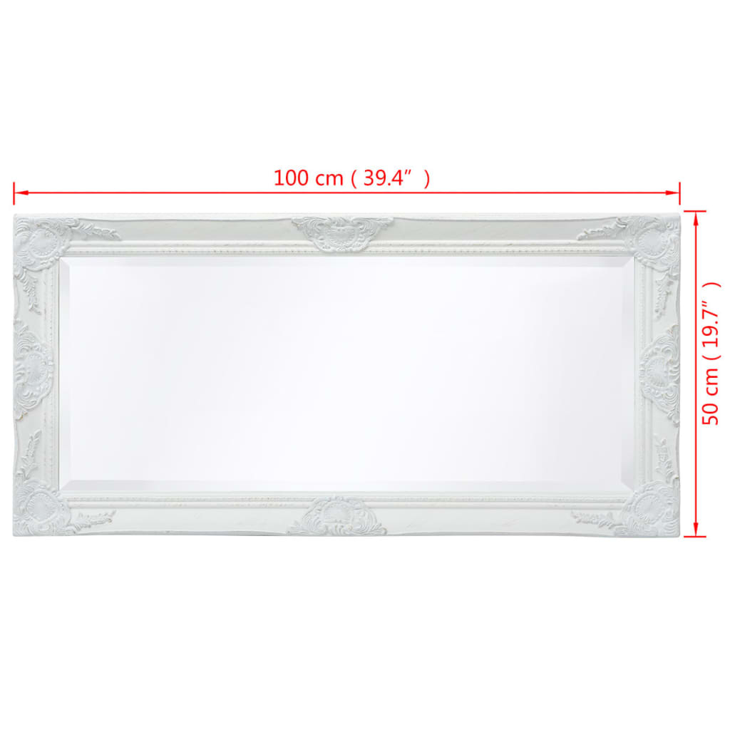 Miroir mural style baroque 100x50 cm Blanc