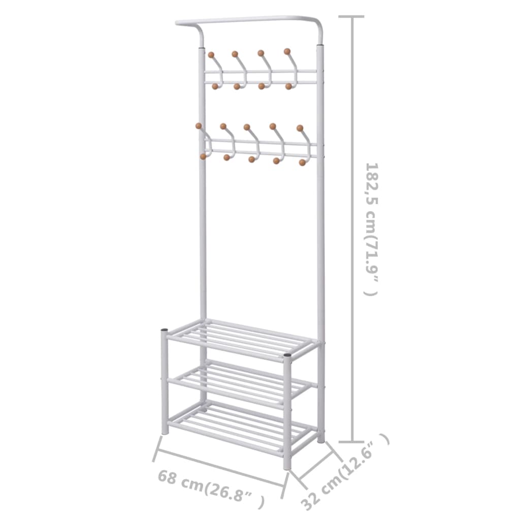 Hallway Wardrobe with Shoe Rack 68×32×182.5 cm White