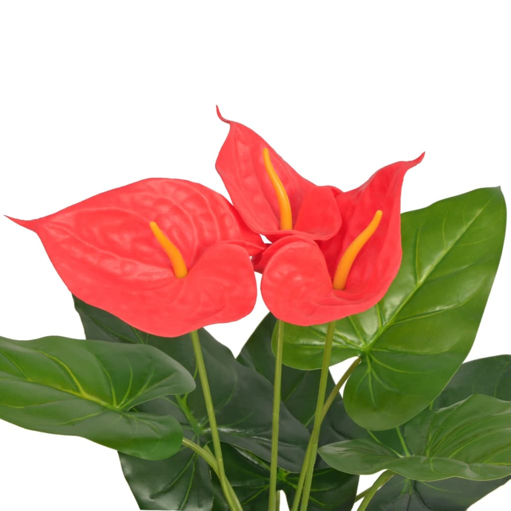 Anthurium artificiel en pot 45 cm rouge et jaune