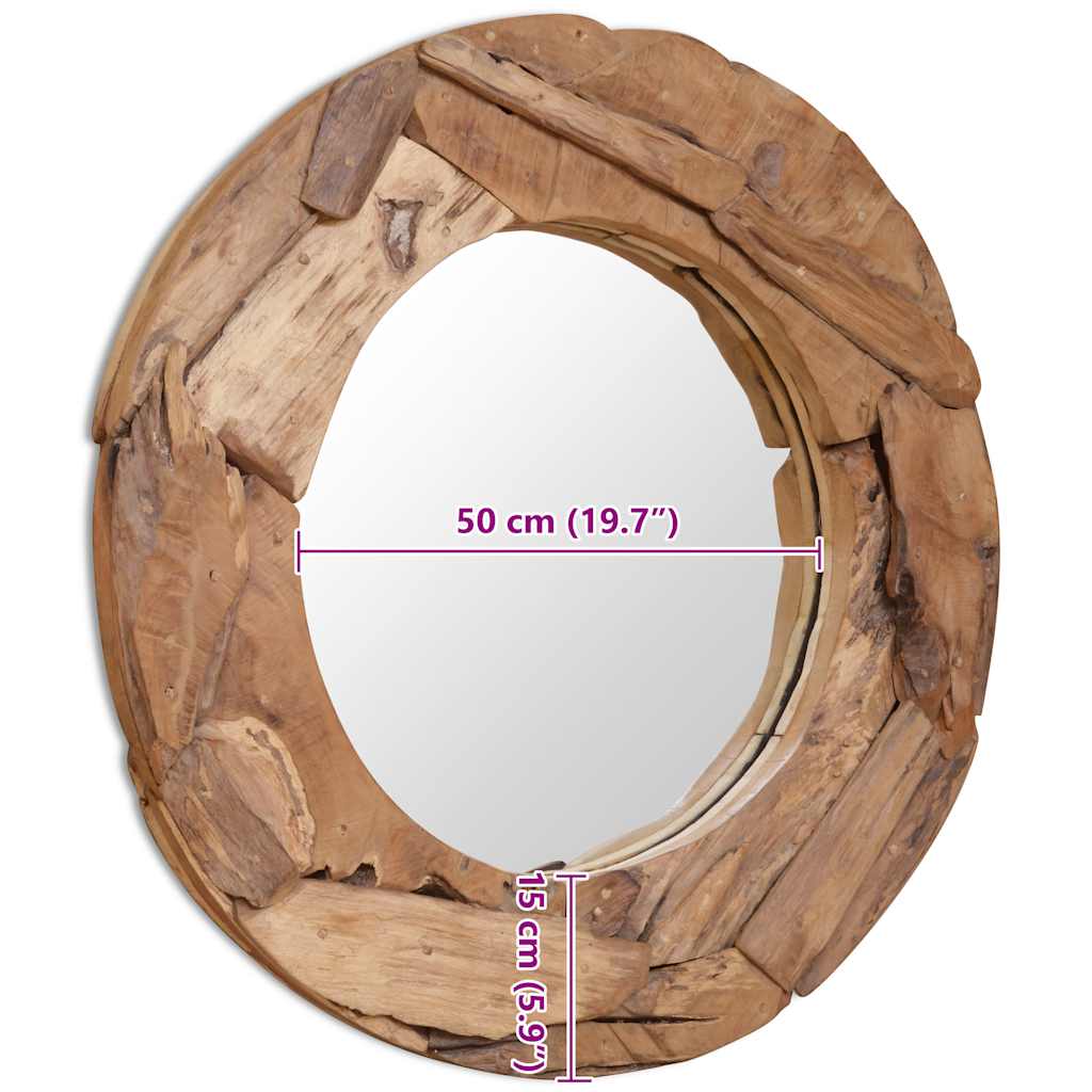 Decorative Teak Mirror 80 cm Round