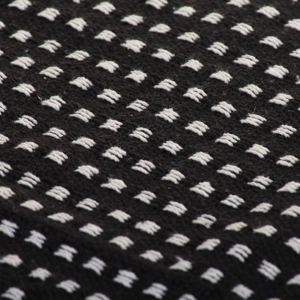 Jeté de lit coton carreaux 160x210 cm Noir