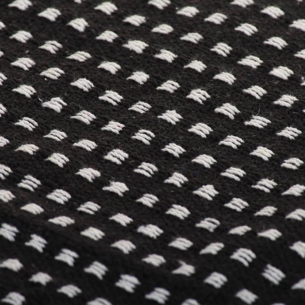 Jeté de lit coton carreaux 220x250 cm noir