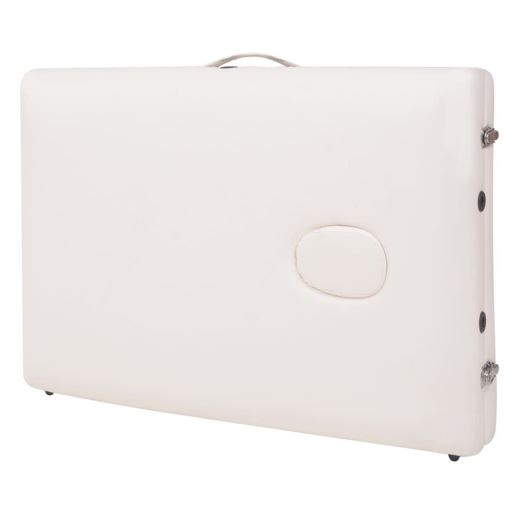 3-Zone Massage Table with Stool, Foldable, 10 cm Seat, White