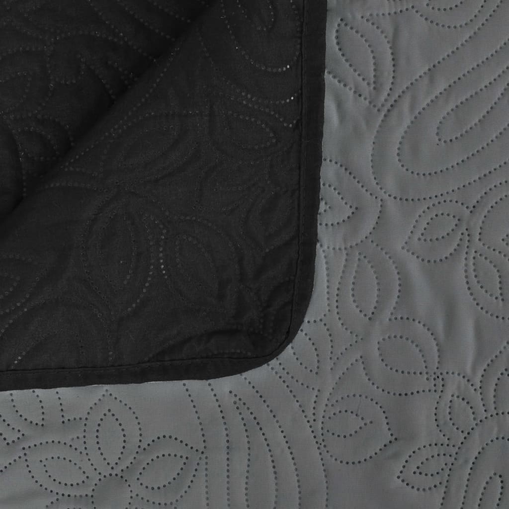 Reversible Quilted Bedspread 170 x 210 cm Grey and Black