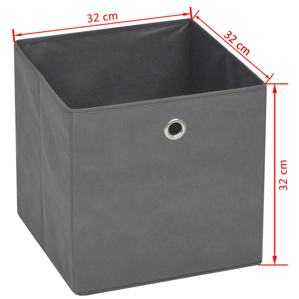 Storage Boxes 10 pcs. Non-Woven Fabric 32 x 32 x 32 cm Grey