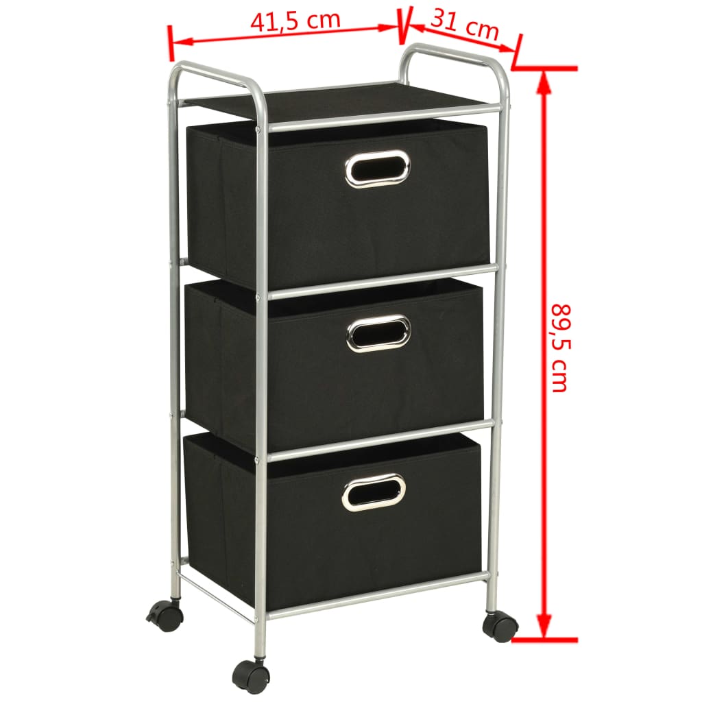 Étagère avec 3 boîtes de rangement en acier et intissé