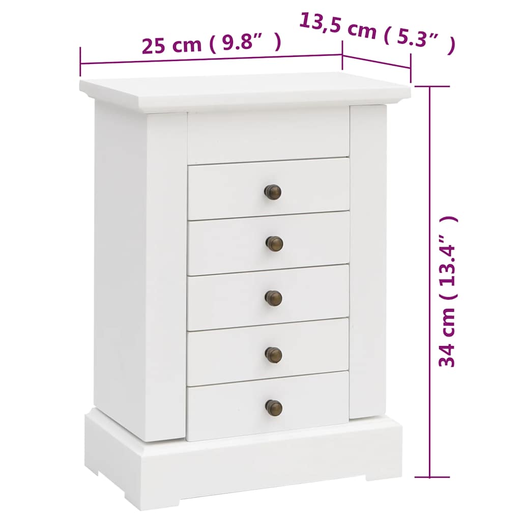 Jewellery Box with Mirror MDF 25 x 13.5 x 34 cm