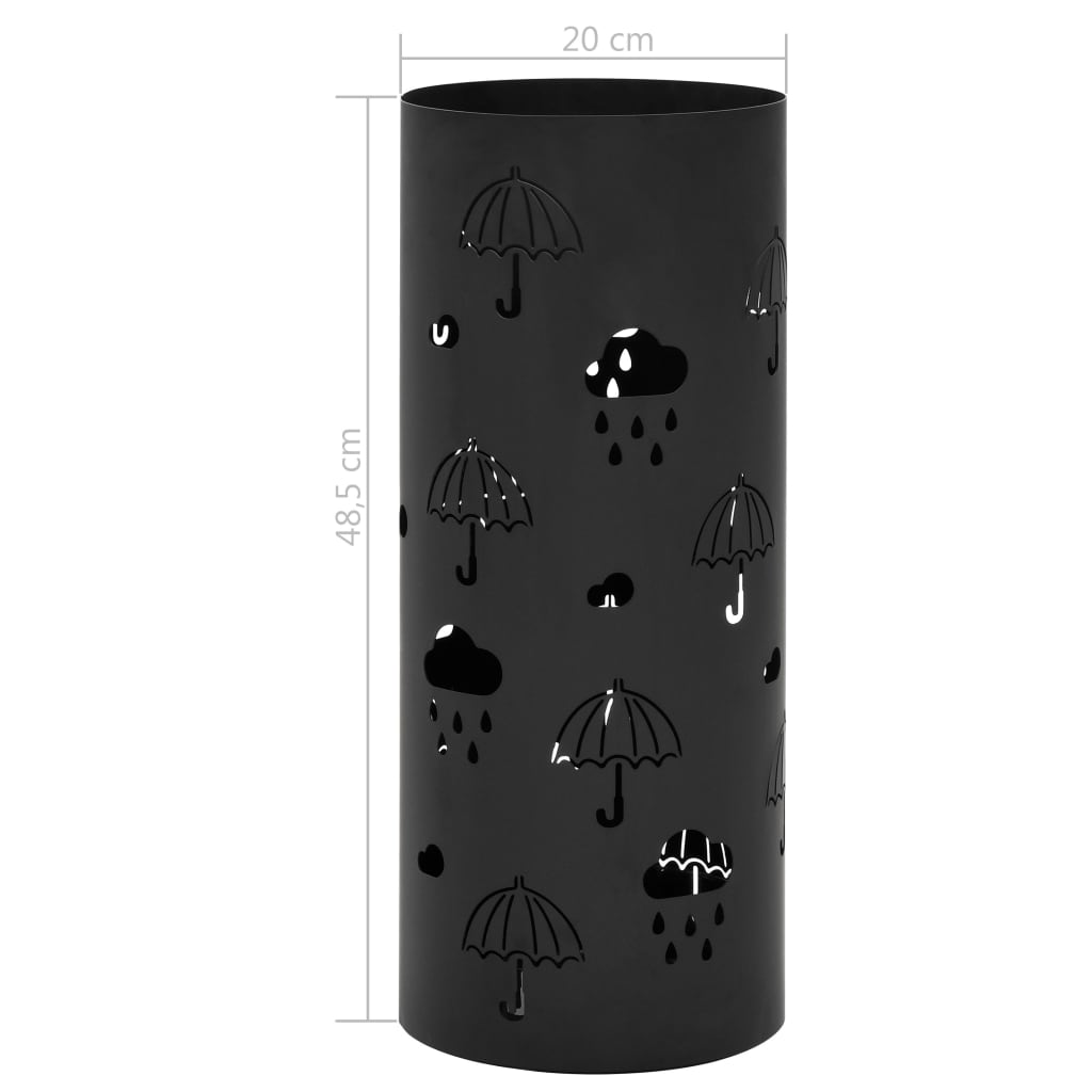 Umbrella Stand Umbrella Motif Steel Black