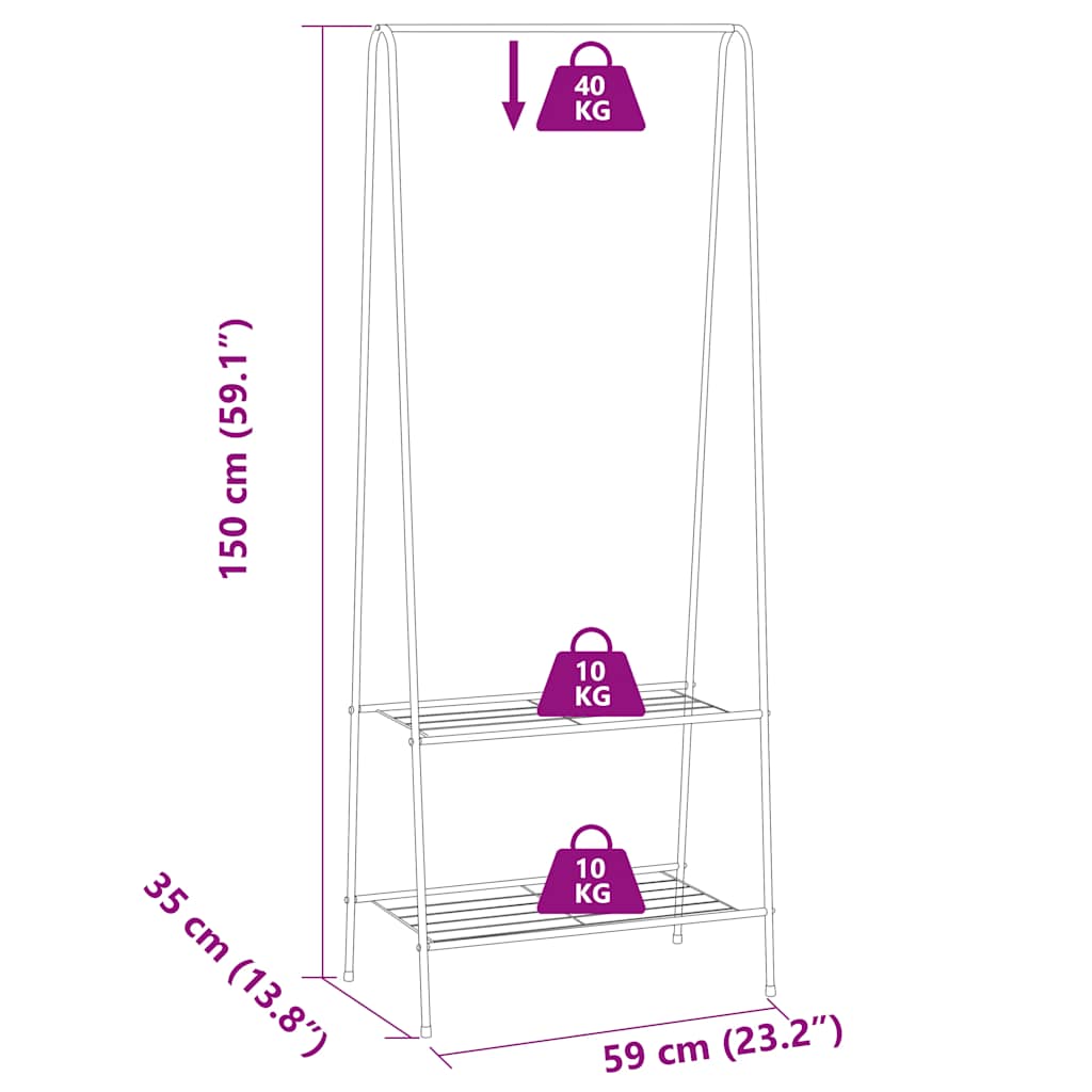 Garment Rack 59 x 35 x 150 cm White