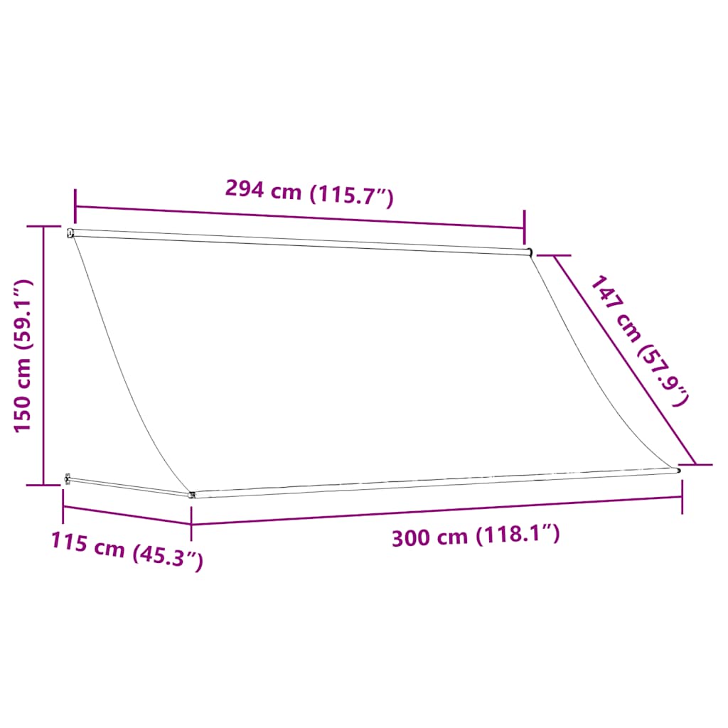 Einziehbare Markise 300×150 cm Blau und Weiß