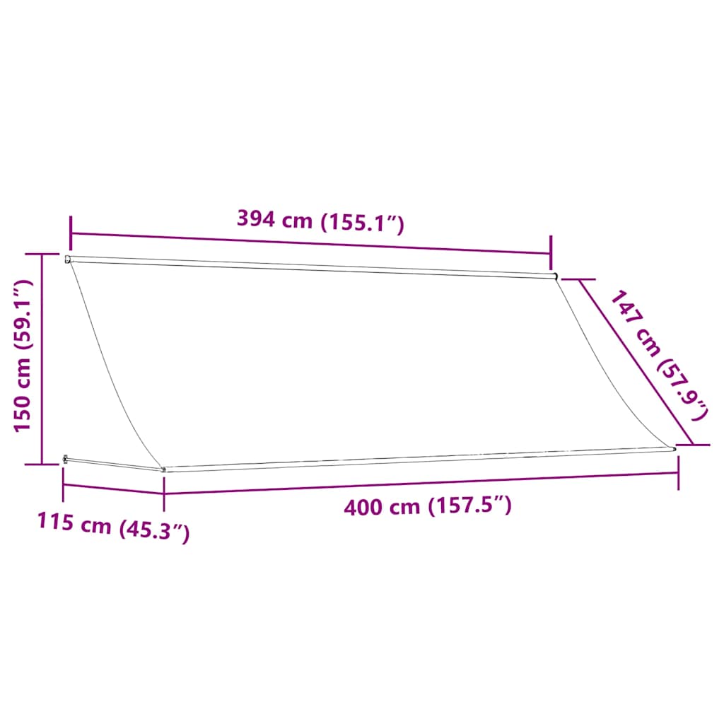 Einziehbare Markise 400×150 cm Anthrazit