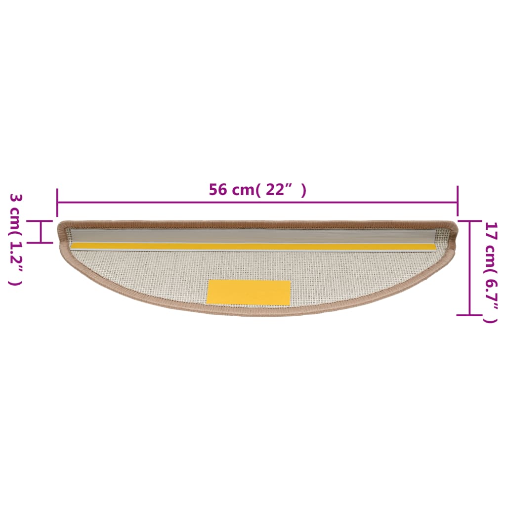 Stufenmatten 15 Stk. 56x17x3 cm Hellbraun Halbrund