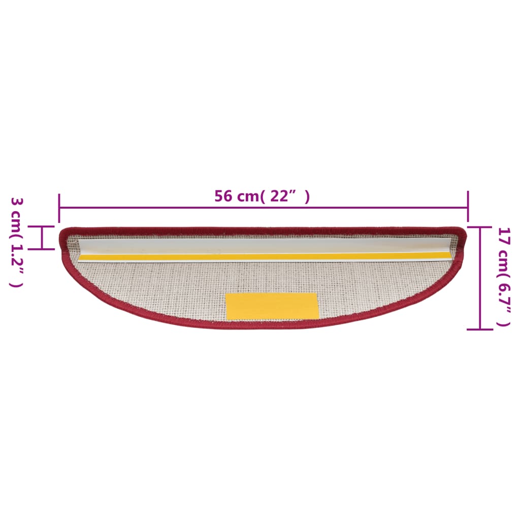 Stufenmatten 15 Stk. 56x17x3 cm Rot Halbrund