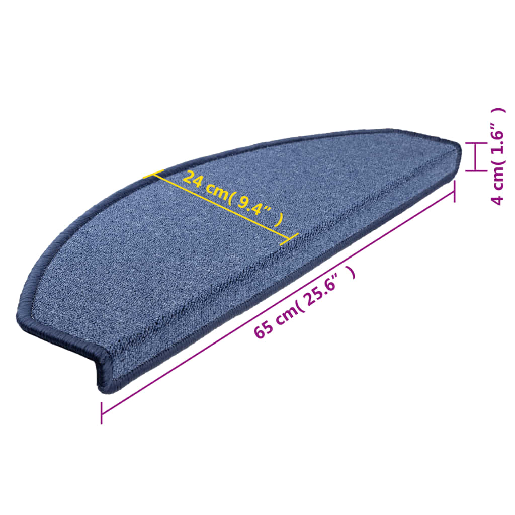 15 pcs. Stair Mats Blue 65 x 24 x 4 cm