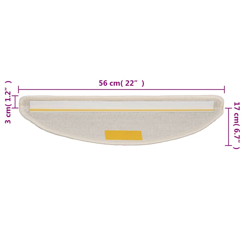 Stufenmatten 15 Stk. 56x17x3 cm Weiß Halbrund
