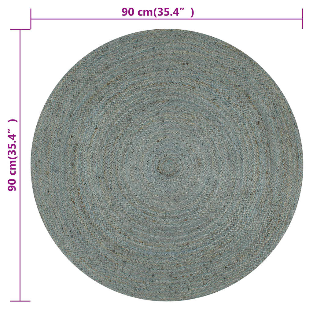 Tapis Fait main Jute Rond 90 cm Vert olive