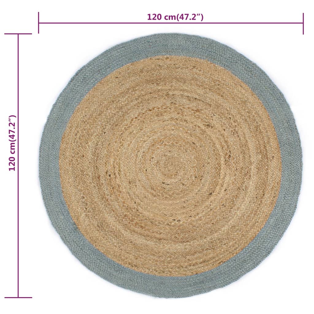 Handmade Jute Rug with Olive Green Border 120 cm