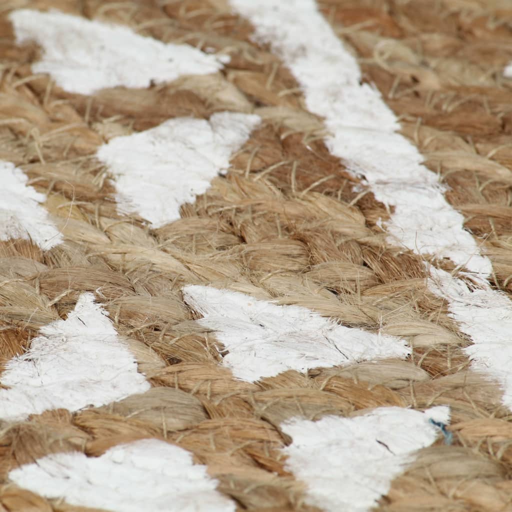 Tapis fait main Jute Imprimé blanc 120 cm