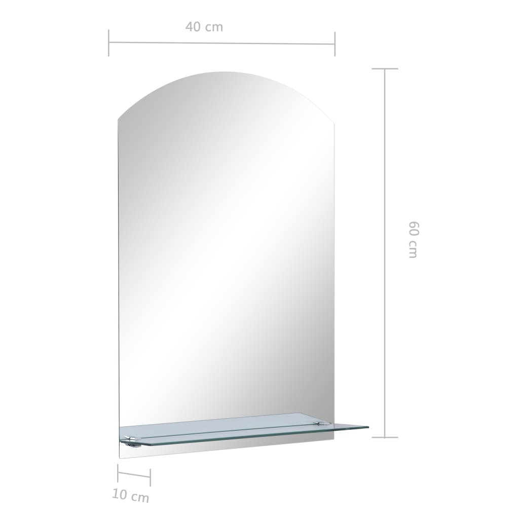 Miroir mural avec étagère 40×60 cm Verre trempé