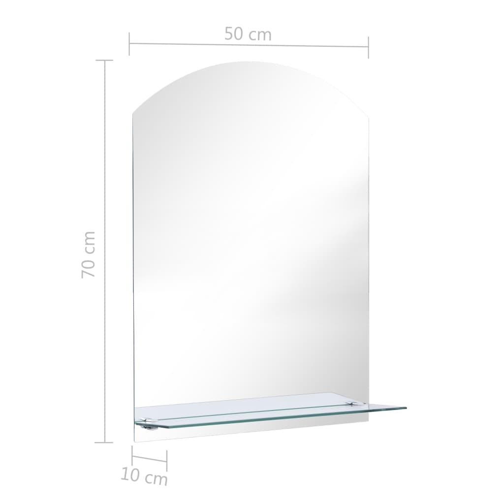 Miroir mural avec étagère 50×70 cm Verre trempé