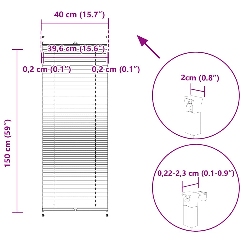 Pleated Blind Pleated Shade Roller Blind 40x150cm White
