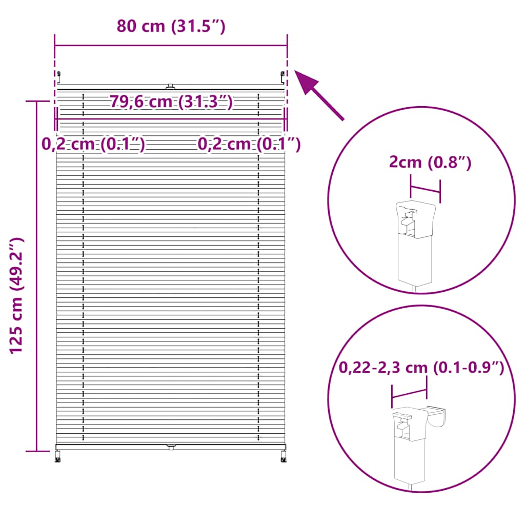 Store plissé occultant 80x125cm Crème