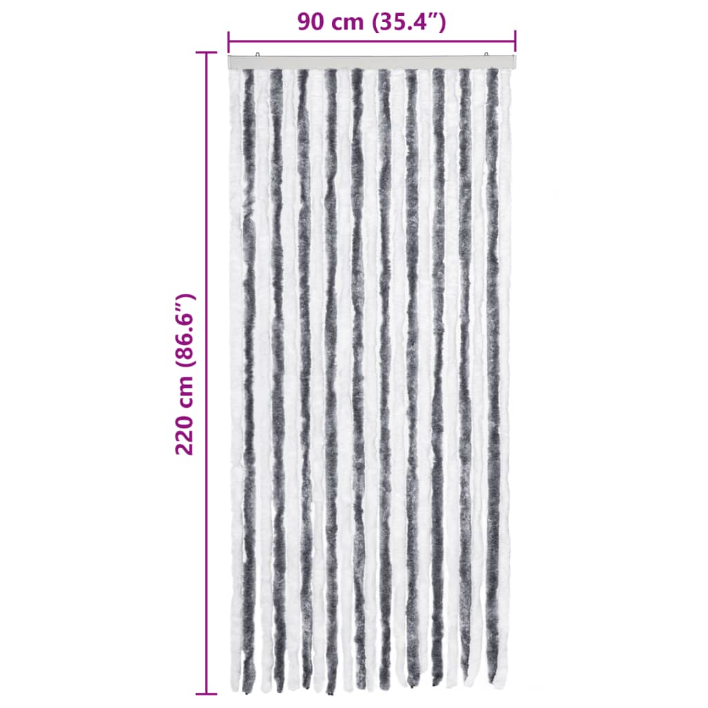 Rideau anti-insectes gris et blanc 90x220 cm Chenille