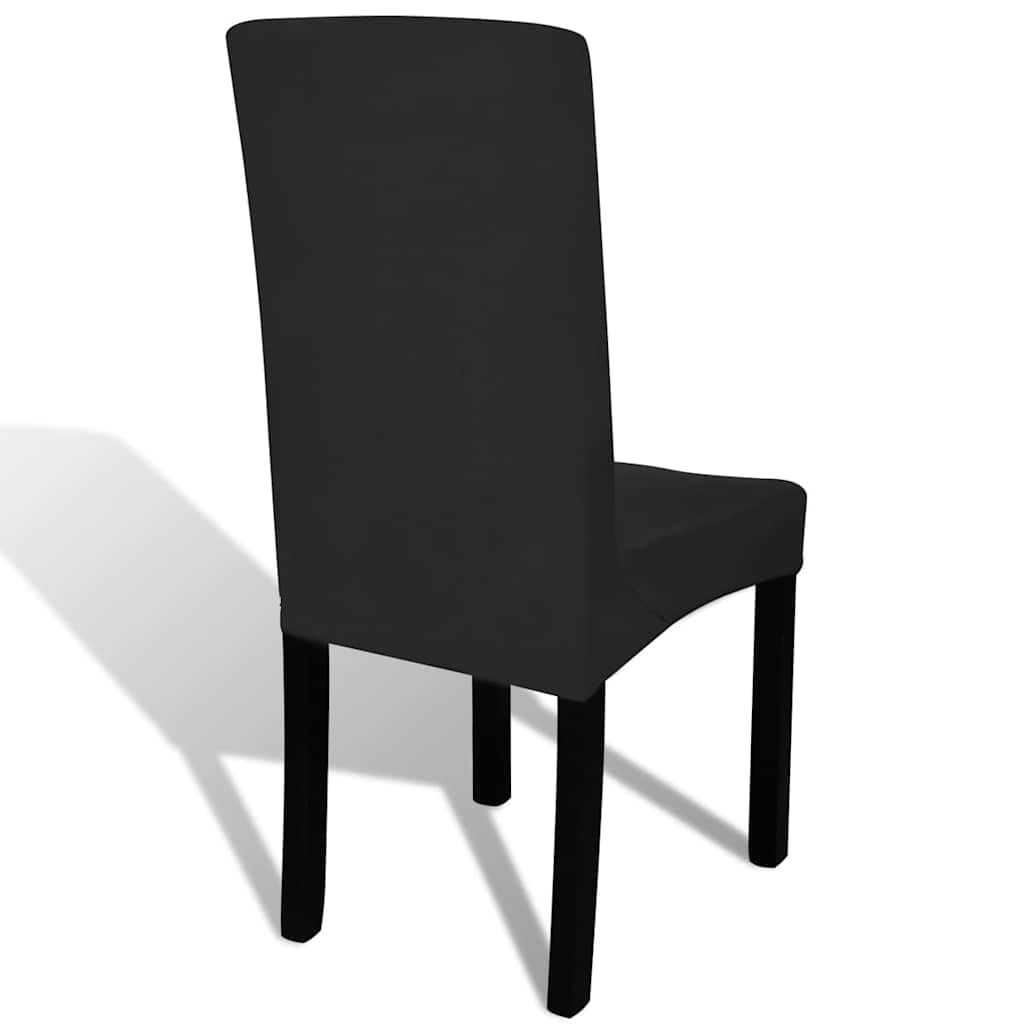 6 housses de chaise noires droites extensibles