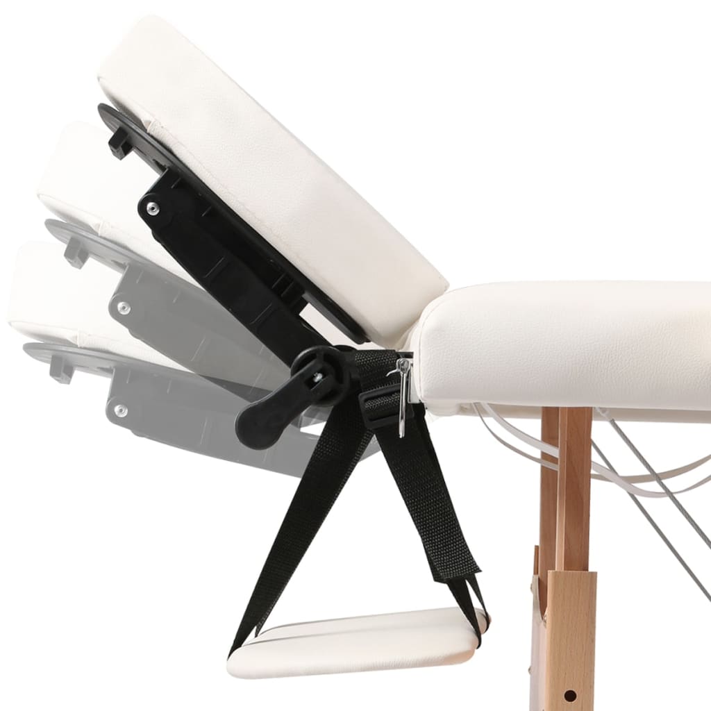 Portable Massage Table 2-Zone with Wooden Frame Cream White
