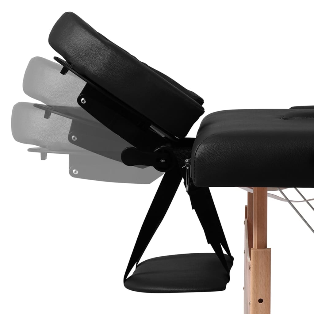 Massage Table Foldable 3-Zone with Wooden Frame Black