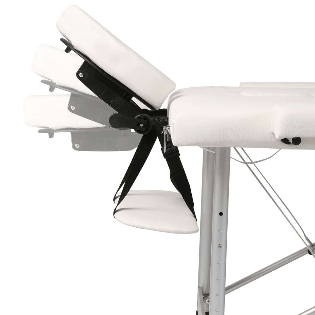 2-Zone Foldable Massage Table with Aluminum Frame Cream White