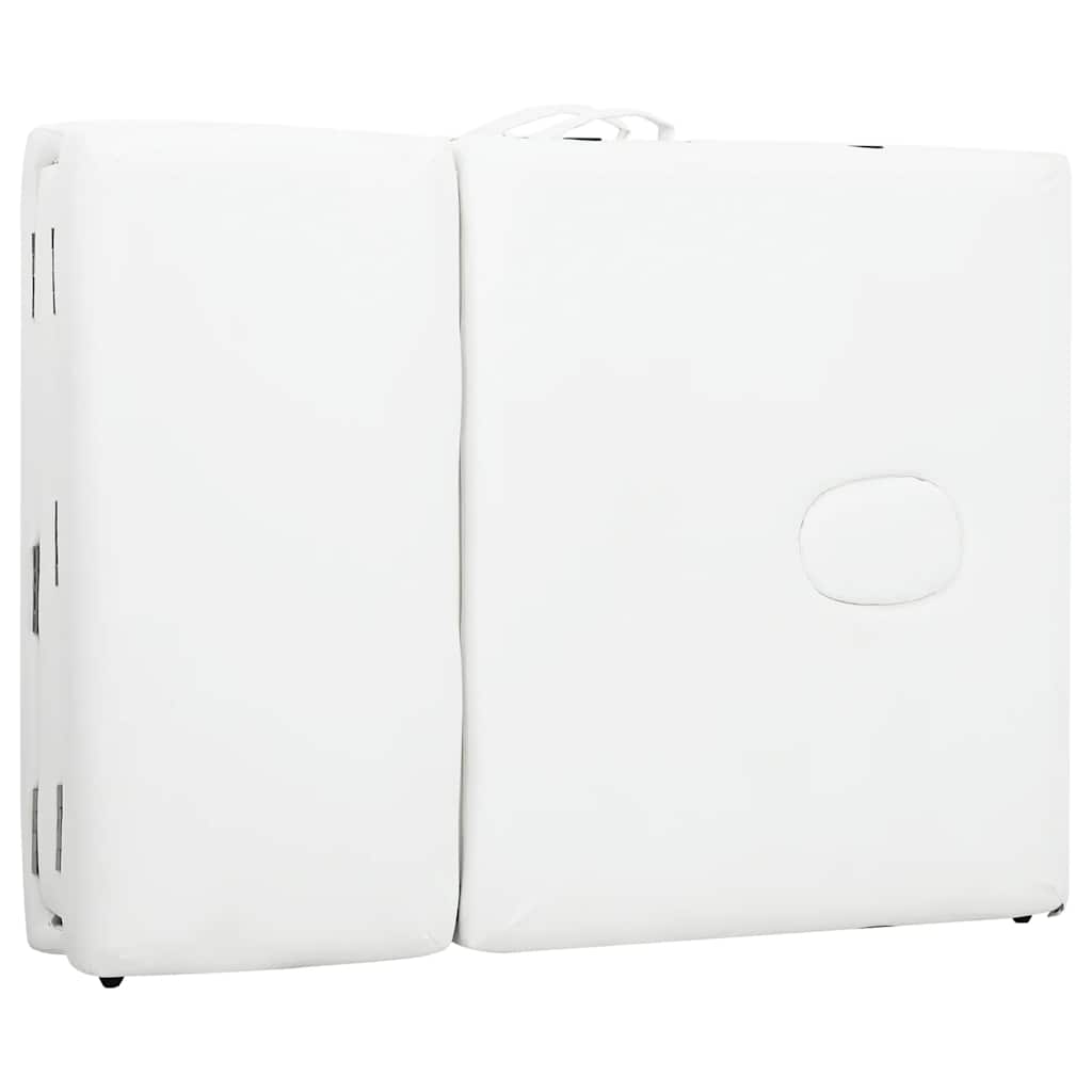 Table de massage pliable 4 zones avec cadre en aluminium crème-blanc