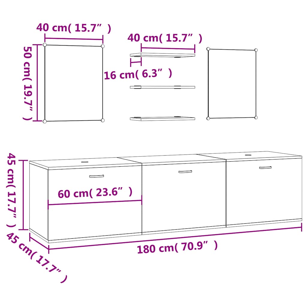 6-tlg. Badmöbel-Set Eichen-Optik Holzwerkstoff