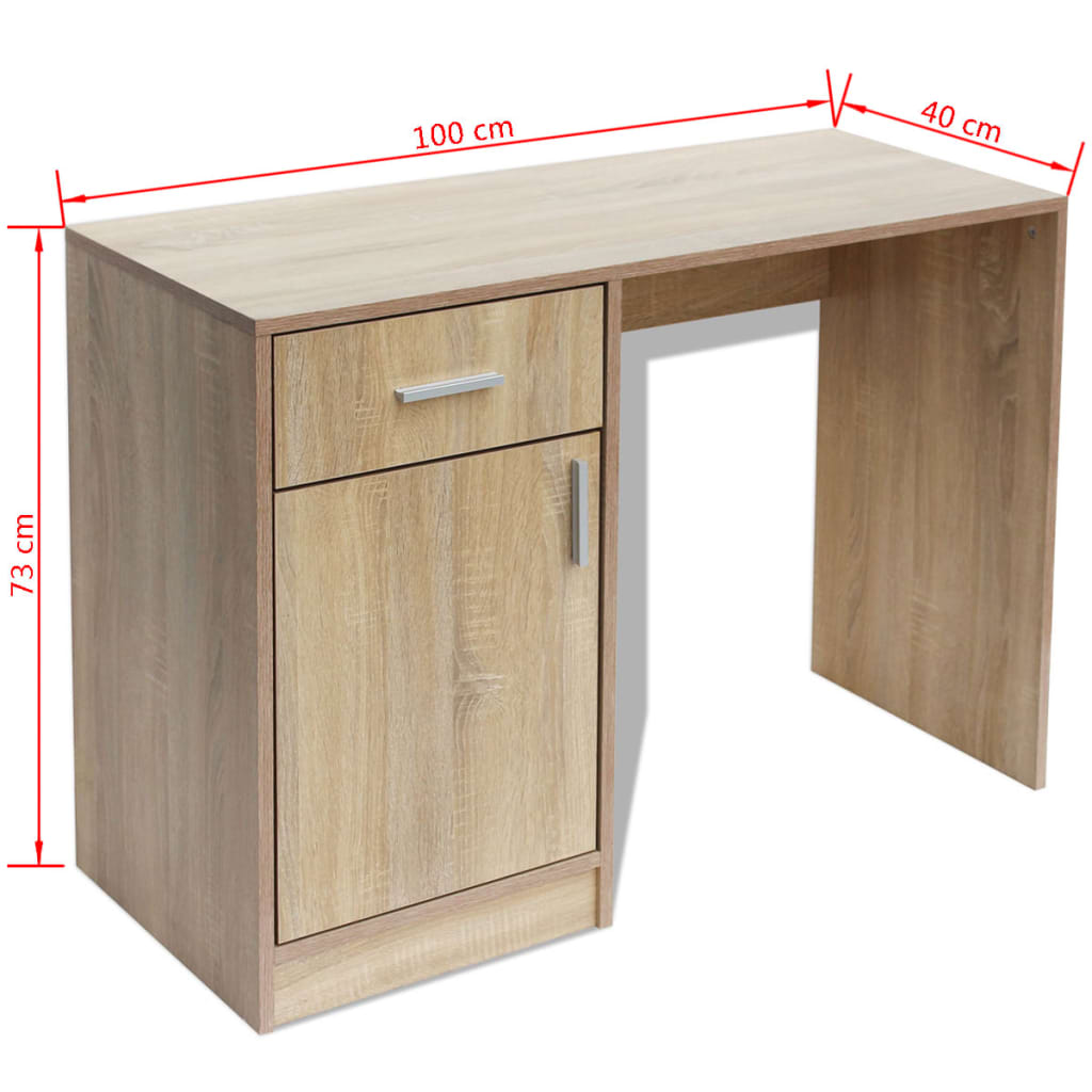 Desk with drawer and cabinet oak 100x40x73 cm