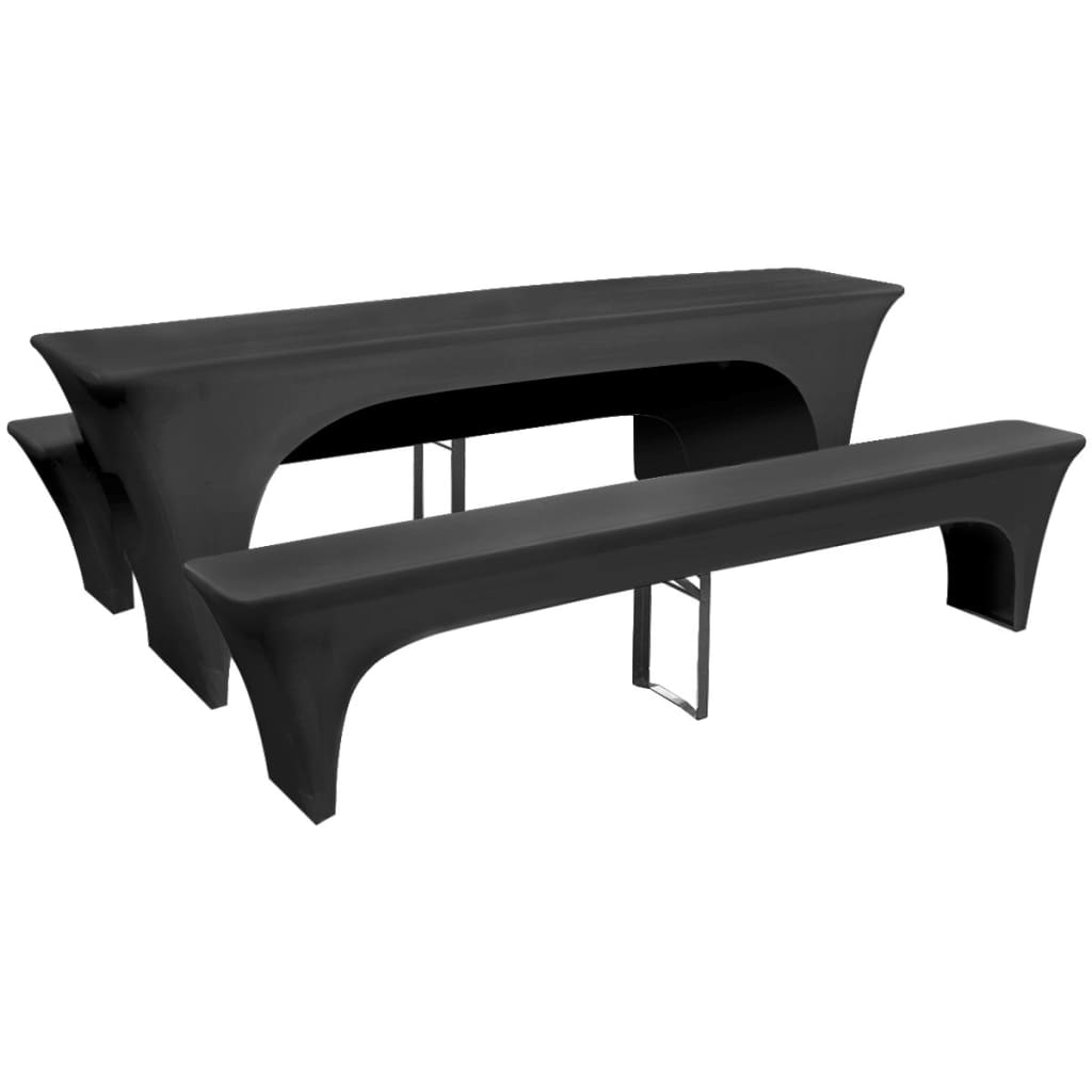 Three-piece protective cover set for beer table/benches, stretch anthracite