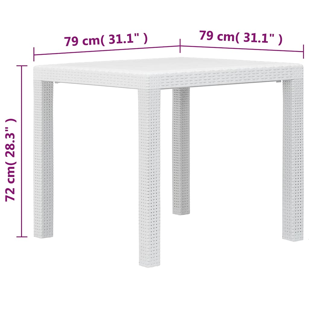 5-tlg. Garten-Essgruppe Kunststoff Weiß Rattan-Optik