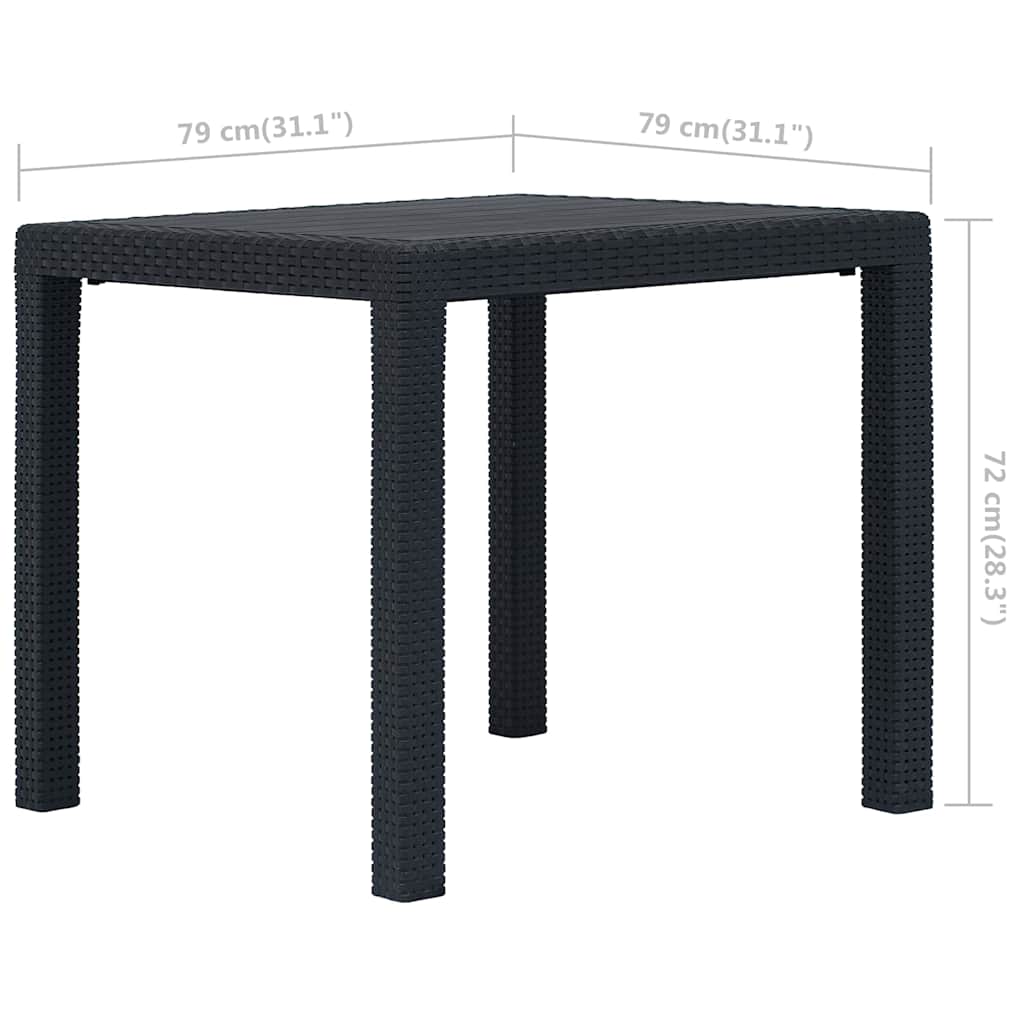 3-tlg. Bistro-Set Kunststoff Anthrazit Rattan-Optik